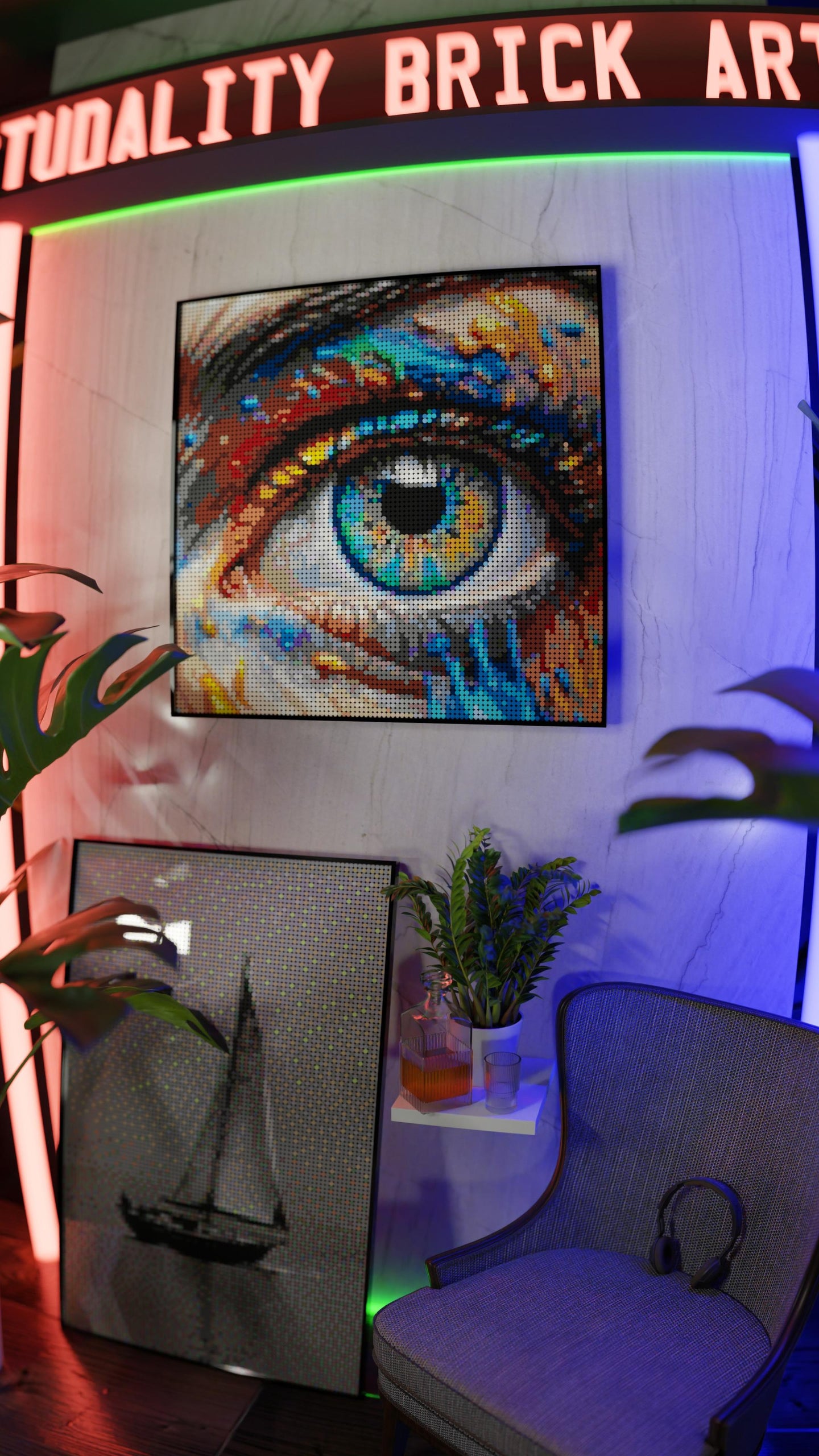 Looking for Art LEGO® Style mosaic wall art made from colorful plastic bricks